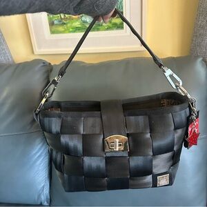 Harveys Seatbelt Carriage Ring Hobo Classic - Black- BEAUTIFUL! RARE HTF